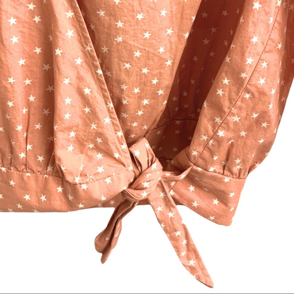 Madewell Star Scatter Print Wrap Top | Peach Coral Pink | Women’s Size Medium - Picture 7 of 12